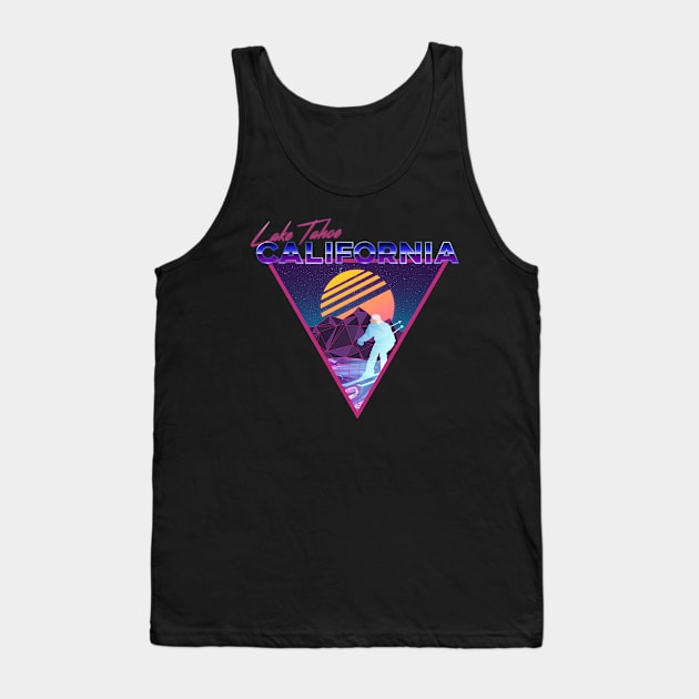 Retro Vaporwave Ski Mountain | Lake Tahoe California | Shirts, Stickers, and More! Tank Top by KlehmInTime